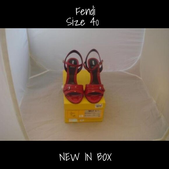Fendi Patent Vernice Forata Shoes Heels Red Size 40 New In Box - Picture 1 of 1